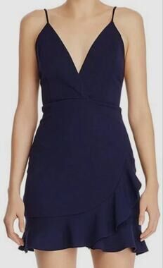 NWT Sunset + Spring Bloomingdale Navy Blue V-Neck Dress Size Small